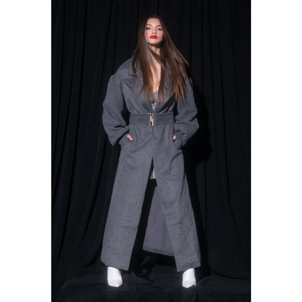 AKIRA PIPING BALLOON SLEEVE TRENCH COAT Sz L